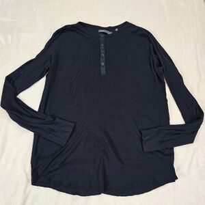 Vince Mens  Long Sleeve Top Black Size XL Button  Cotton